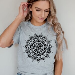 Mandala Shirt, Floral Mandala Lotus Shirt, Mandala Graphic Tee, Whimsical Shirt, Boho Abstract Shirt, Geometric Tee, Spring Shirt, Gift
