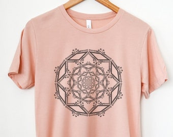 Mandala Shirt, Mandala Graphic Tee, Meditation Shirt, Yoga Shirt, Flower Tshirt, Boho Tee, Geometric Shirt, Whimsical Shirt, Gift for Her