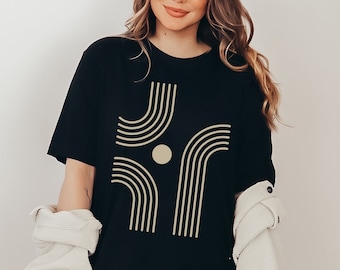 Boho Abstract Shirt, Abstract Graphic Tee, Minimalist Shirt, Boho Modern Shirt, Line Art Tshirt, Bohemian Tee, Gift for Her, Simple Shirt