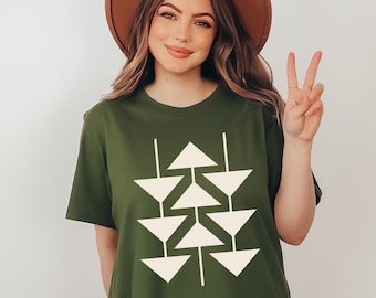 Abstract Graphic Tee, Triangle Pattern Shirt, Geometric Tshirt, Boho Abstract Tee, Tribal Print Shirt, Boho Gift, Minimalist Shirt, Modern