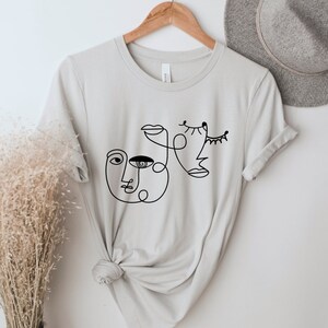 Boho Abstract Shirt, Abstract Face Tshirt, Line Art Graphic Tee, Picasso Shirt, Line Drawing T-shirt, Boho Modern Shirt, Wacky Design, Weird