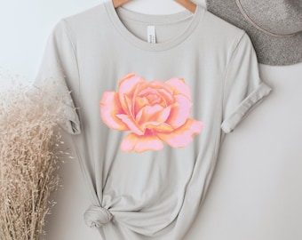 Rose Shirt, Pink Rose Tshirt, Flower Graphic Tee, Botanical Shirt, Garden T-shirt, Minimalist Shirt, Floral Tee, Vintage Shirt, Gift for Her