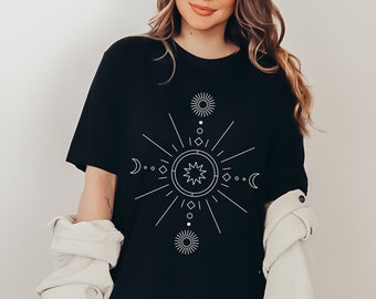 Boho Abstract Tshirt, Celestial Graphic Tee, Geometric Shirt, Abstract T-Shirt, Moon Shirt, Boho Modern, Minimalist Tee, Line Art Shirt