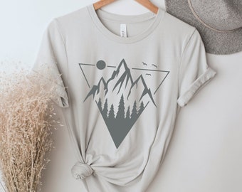 Mountain Shirt, Nature Graphic Tee, Tree Shirt, Forest Tee, Outdoors Shirt, Hiking Tee, Explore Shirt, Adventure Tee, Mountain Range, Birds