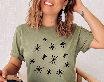 Abstract Graphic Tee, Stars Shirt, Boho Abstract Shirt, Minimalist Tshirt, Fun Pattern Shirt, Boho Modern Tee, Hand Drawn Design, Cute Gift