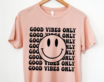 Good Vibes Only Shirt, Smiley Face Shirt, Retro T Shirt, Happy Shirt, Smile T-Shirt, Good Vibes Tee, Positivity Shirt, Boho Shirt, Inspire