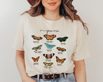 Biblical Butterfly Shirt, Christian Graphic Tee, Butterfly Collage, Bible Verses Tshirt, Gift for Her, Jesus Shirt, Inspirational Tee, Cute