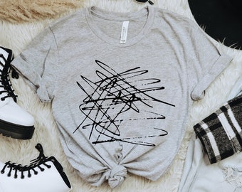 Abstract Shirt, Scribble Tshirt, Hand Drawn Shirt, Minimalist Graphic Tee, Boho Abstract T-Shirt, Modern Shirt, Doodle Shirt, Drawing Tee
