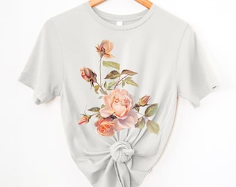 Rose Graphic Tee, Floral Shirt, Pink Rose Shirt, Flowers T-shirt, Botanical Shirt, Garden Tee, Rose Bouquet, Pretty Floral Tee, Gift for Her
