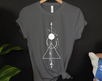 Abstract Shirt, Abstract Shapes Tshirt, Minimalist Shirt, Geometric Tee, Minimal Graphic Tee, Arrow Shirt, Celestial, Boho Shirt, Shapes