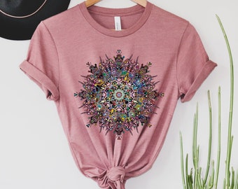 Mandala Shirt, Floral Lotus Mandala, Geometric Abstract Shirt, Colorful Mandala, Spiritual Inspirational Tshirt, Women's Shirt, Gift for Her