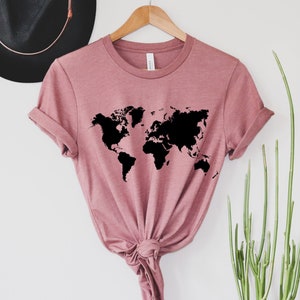 World Map Shirt, Map Graphic Tee, World Tshirt, Minimalist Tee, Travel Shirt, Geography Tee, Wanderlust Shirt, Travel Gift, Continents Shirt