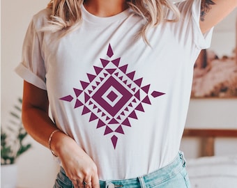 Boho Tribal Shirt, Abstract Tshirt, Aztec Shirt, Tribal Print Tee, Geometric Shirt, Minimalist Shirt, Boho Gift, Boho Abstract Tee, Diamond