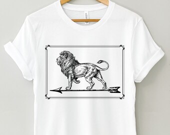 Lion Graphic Tee, Lion T-Shirt, Animal Shirt, Arrow Tshirt, Minimalist Shirt, Nature Tee, Wild Shirt, Lion of Judah, Safari Shirt, Lion Gift