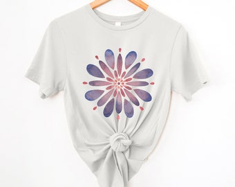 Camisa de mandala floral de acuarela, camiseta gráfica de mandala, camiseta de flores, camisa de acuarela, camisa boho, regalo para ella, camisa geométrica, botánica