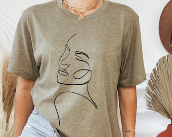 Boho Abstract Shirt, Silhouette Graphic Tee, Line Art Shirt, Female Tee, Minimalist Shirt, Boho Gift, Abstract T-Shirt, One Line Drawing