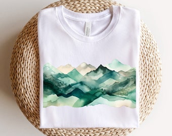 Watercolor Mountain Shirt, Abstract Mountains Graphic Tee, Nature Shirt, Watercolor Art, Forest Tee, Outdoors Tshirt, Hiking Shirt, Abstract