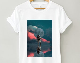 Abstract Astronaut Shirt, Moon Tshirt, Celestial Graphic Tee, Clouds Tee, Abstract Tshirt, Trippy Tee, Mystical Shirt, Astronaut Shirt, Gift