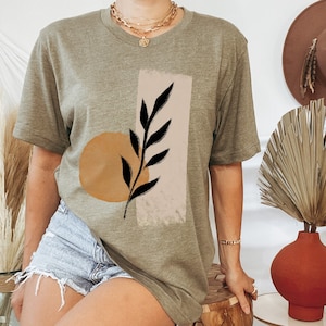 Boho Abstract Shirt, Abstract Graphic Tee, Boho Modern Shirt, Minimalist Shirt, Botanical Tee, Shapes Shirt, Leaves Shirt, Artsy Shirt, Gift