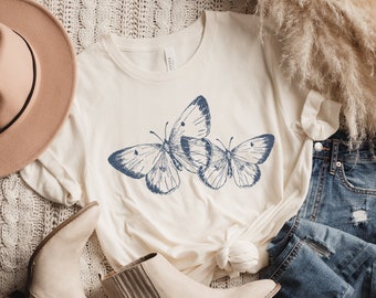 Butterfly Graphic Tee, Vintage Butterfly Design, Cottagecore