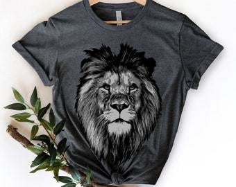 Lion Graphic Tee, Lion Tshirt, Lion Head Shirt, Animal Tee, Nature Shirt, Strength Shirt, Safari Shirt, Wild Tee, Animal Gift, Lion of Judah