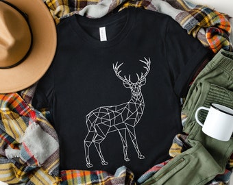 Abstract Deer Shirt, Deer Graphic Tee, Line Art Tshirt, Outdoors Shirt, Nature Tee, Boho Abstract, Buck Shirt, Stag, Minimalist Top, Animal