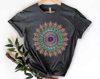 Colorful Mandala Shirt, Mandala Graphic Tee, Psychedelic Shirt, Yoga Tee, Meditation Shirt, Chakra Shirt, Lotus Tshirt, Trippy Shirt, Gift