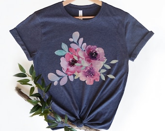 Watercolor Floral Shirt, Flower Shirt, Botanical Shirt, Garden Tee, Women's Floral Shirt, Watercolor Tshirt, Wildflower Shirt, Gift for Her