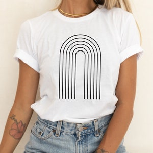 Boho Modern Tshirt, Abstract Shirt, Bohemian Tee, Minimalist T-shirt, Line Art Shirt, Boho Abstract Tee, Rainbow Shirt, Simple Tshirt, Gift