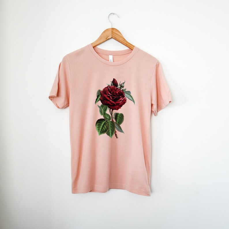 Red Rose Shirt Vintage Rose Tshirt Floral Graphic Tee Etsy