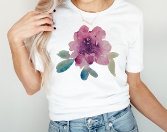 Watercolor Flower Shirt, Pink Floral Tshirt, Botanical Graphic Tee, Nature Shirt, Garden Shirt, Floral T-shirt, Watercolor Shirt, Spring Tee