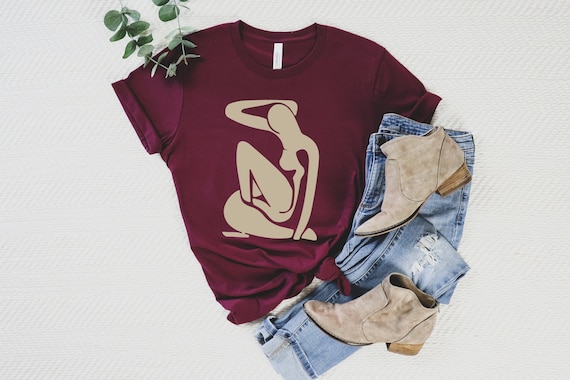 Abstract Graphic Tee, Silhouette Shirt, Boho Modern Tshirt, Abstract Woman Tee, Minimalist Shirt, Boho Gift, Artsy Shirt, Female Tee, Chic