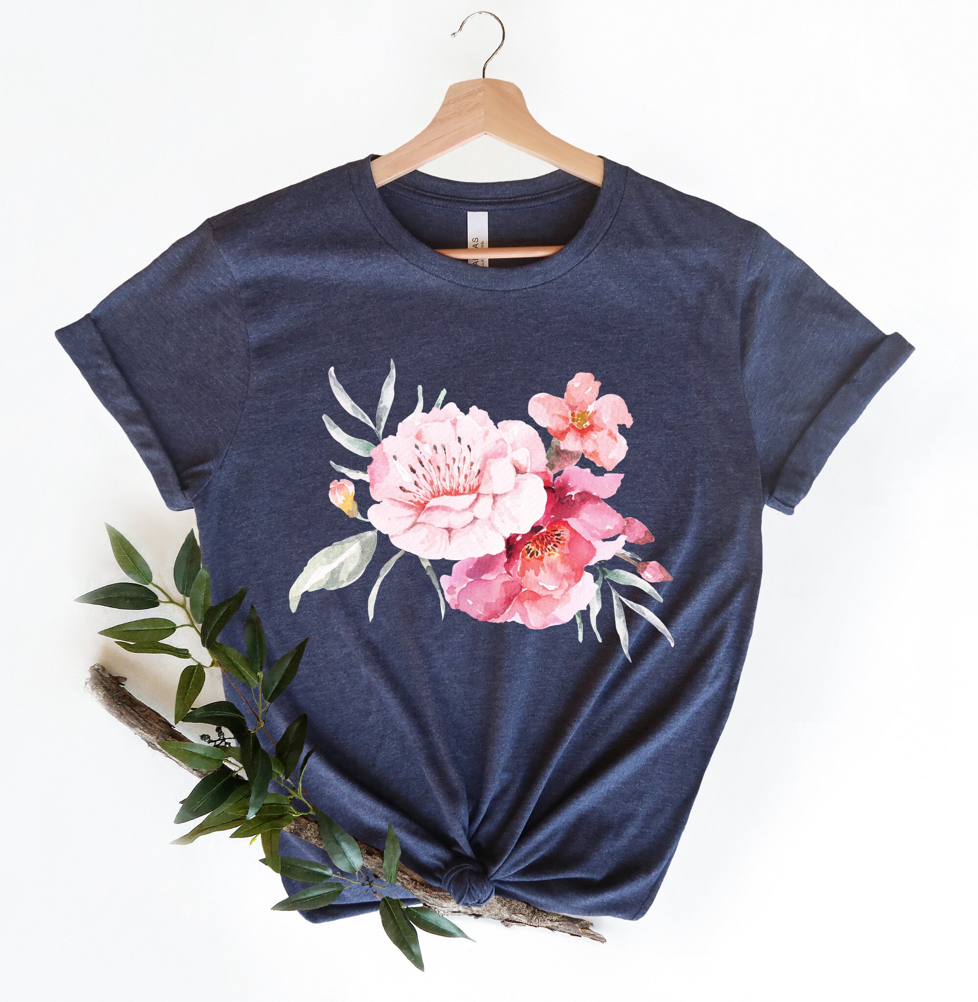 Flowers Watercolor Shirt Floral Tee Pink Flower Bouquet - Etsy