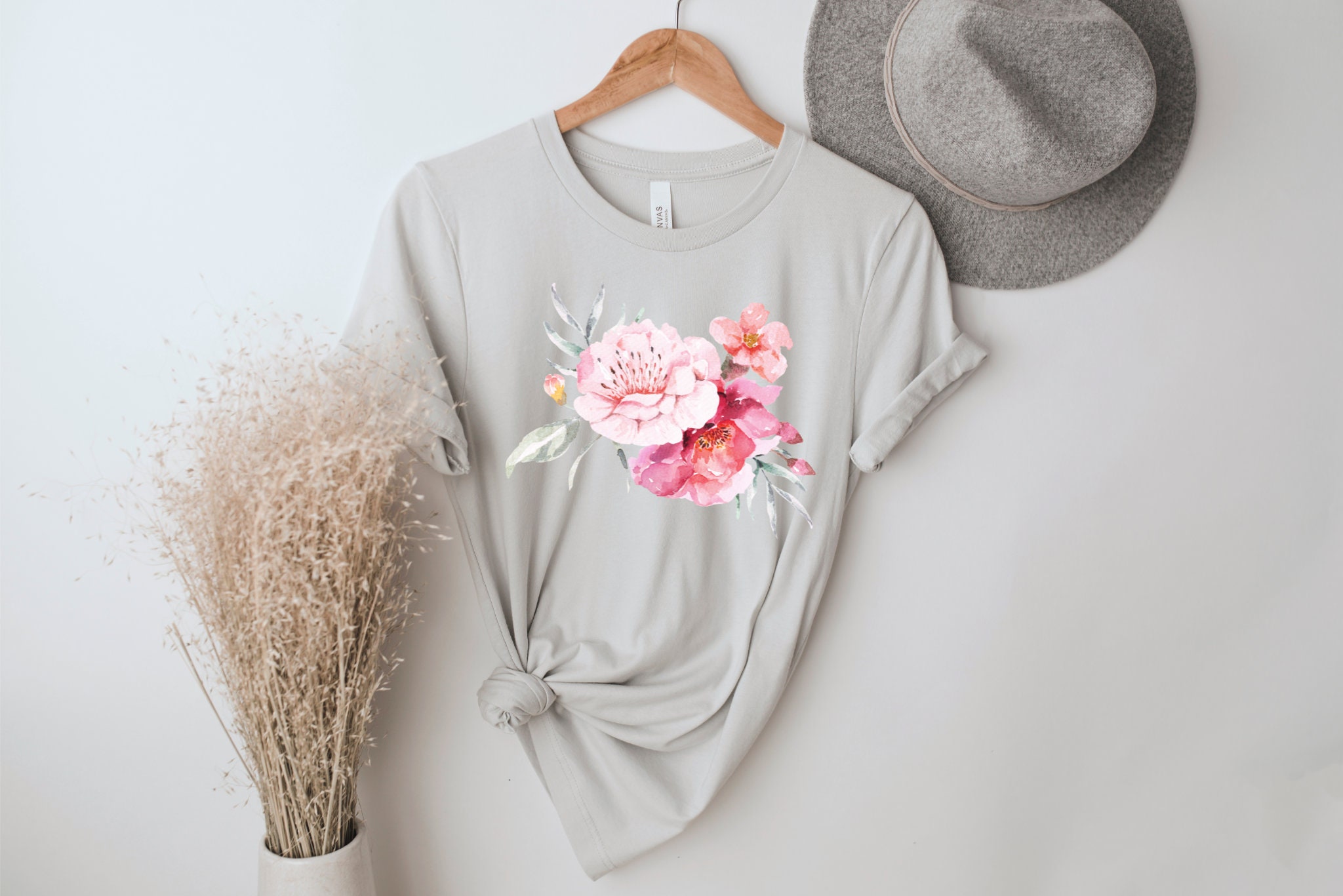 Flowers Watercolor Shirt Floral Tee Pink Flower Bouquet - Etsy
