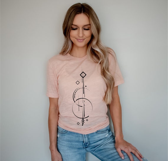 Abstract Graphic Tee, Whimsical Shirt, Boho Shirt, Minimalist Tee, Boho Modern Tshirt, Shapes Shirt, Abstract Design, Celestial Shirt, Gift