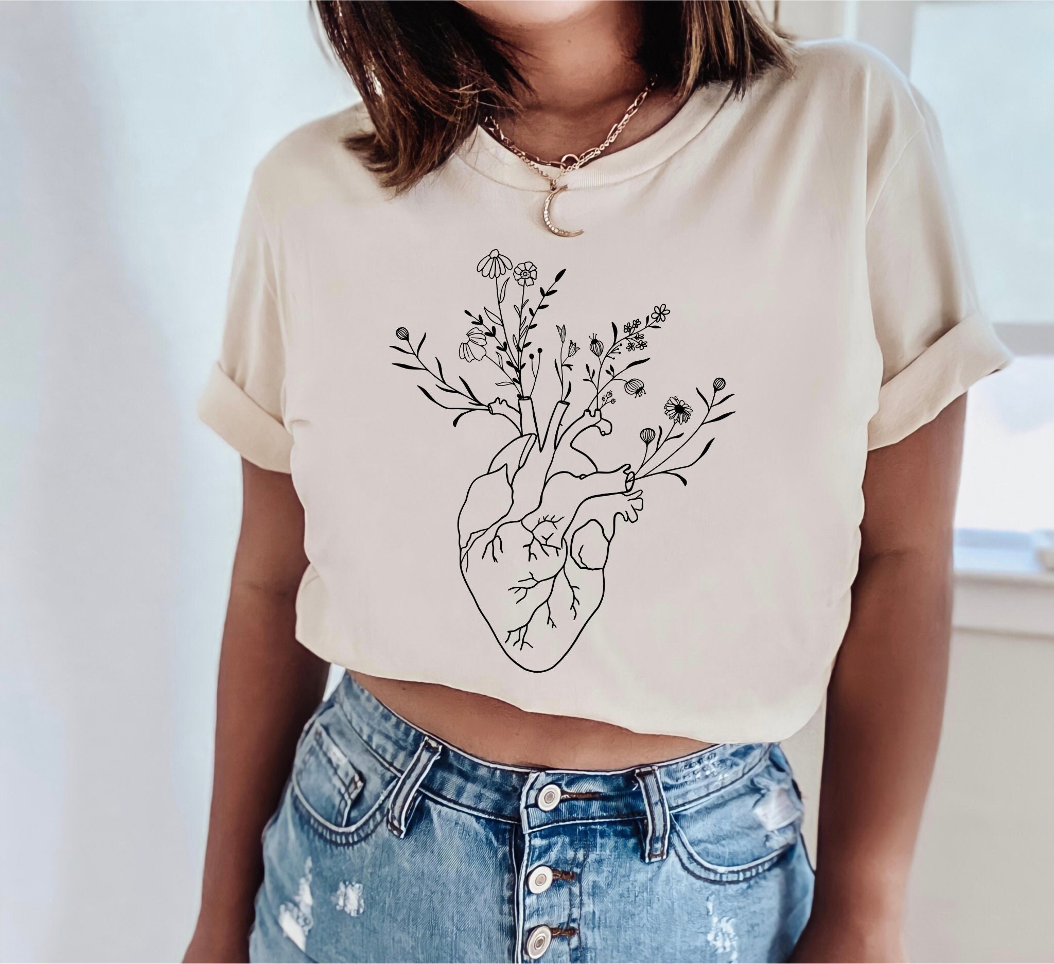 Minimalist Shirt Wildflower Shirt Line Drawing Shirt 