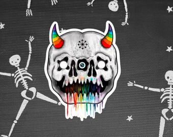 Trippy sticker - Colourful sticker - Skull sticker - Laptop sticker - Vinyl Sticker - Psychedelic Sticker