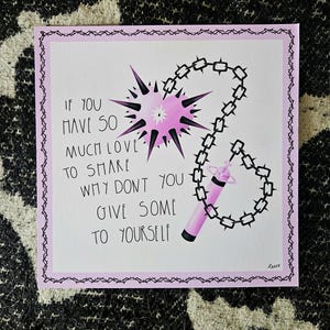 pink goth flail motivational square art print