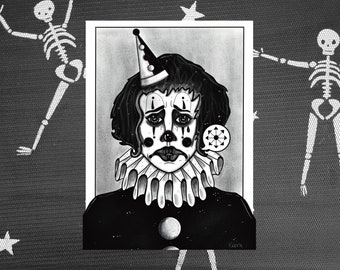 Sad Clown Print - Goth Print - Wall Hanging - Decoration - Recycled Print - Emo Print