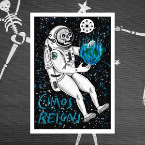 Skeleton Print - Skull Print - Space Print - Galaxy Print - Wall Hanging - Decoration