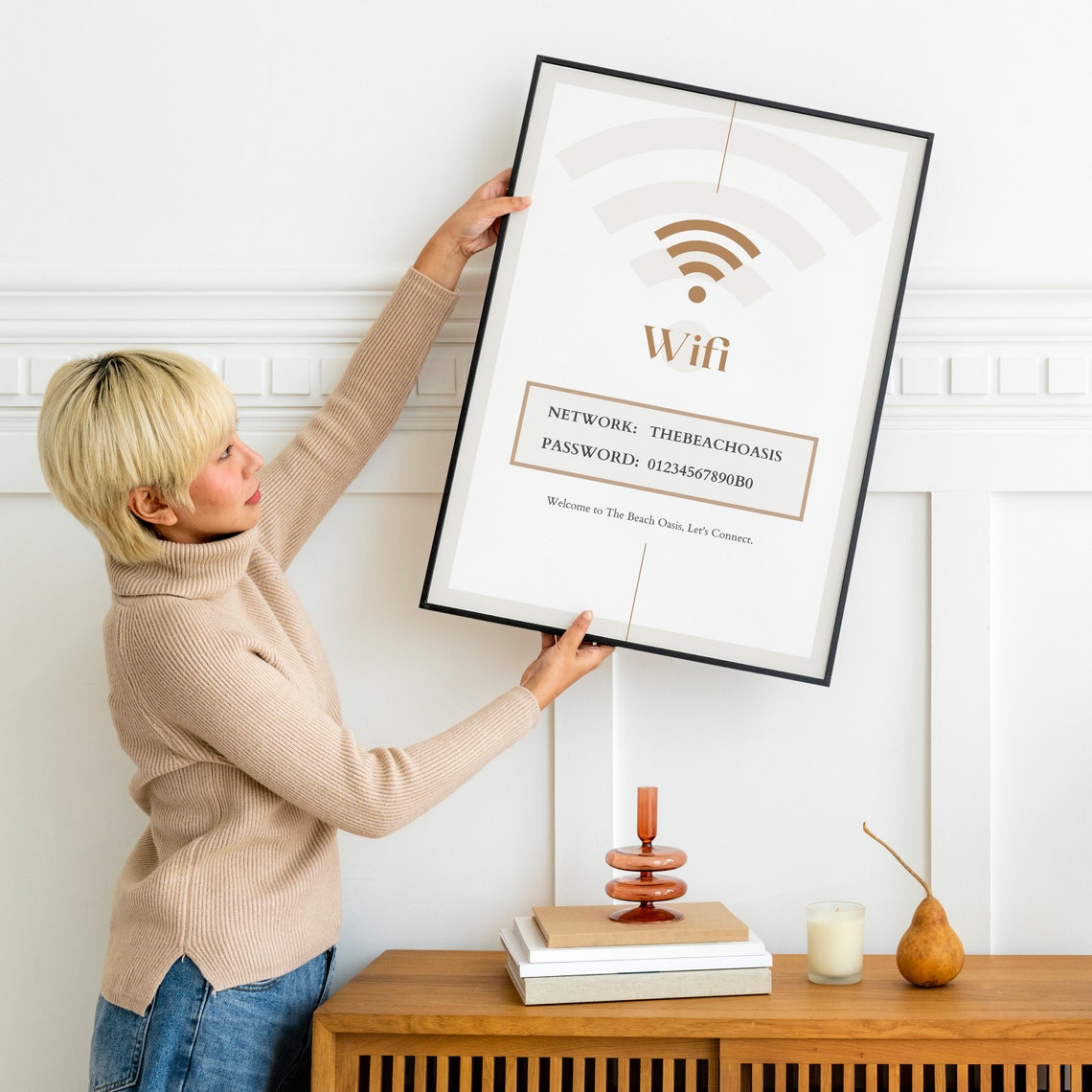 Airbnb Wifi Sign Canva Template Airbnb Sign Wifi Sign Etsy