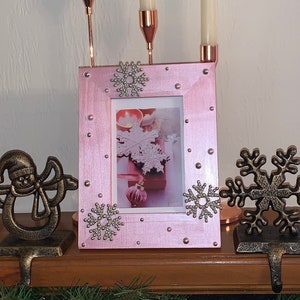 Picture Frame, Pearl Decor, Pink, Snowflakes