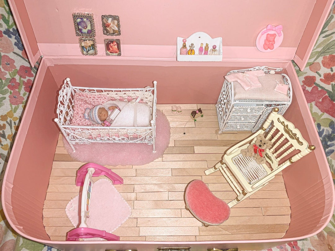 Miniature Room, Dollhouse Suitcase, Baby Girls Nursery Etsy