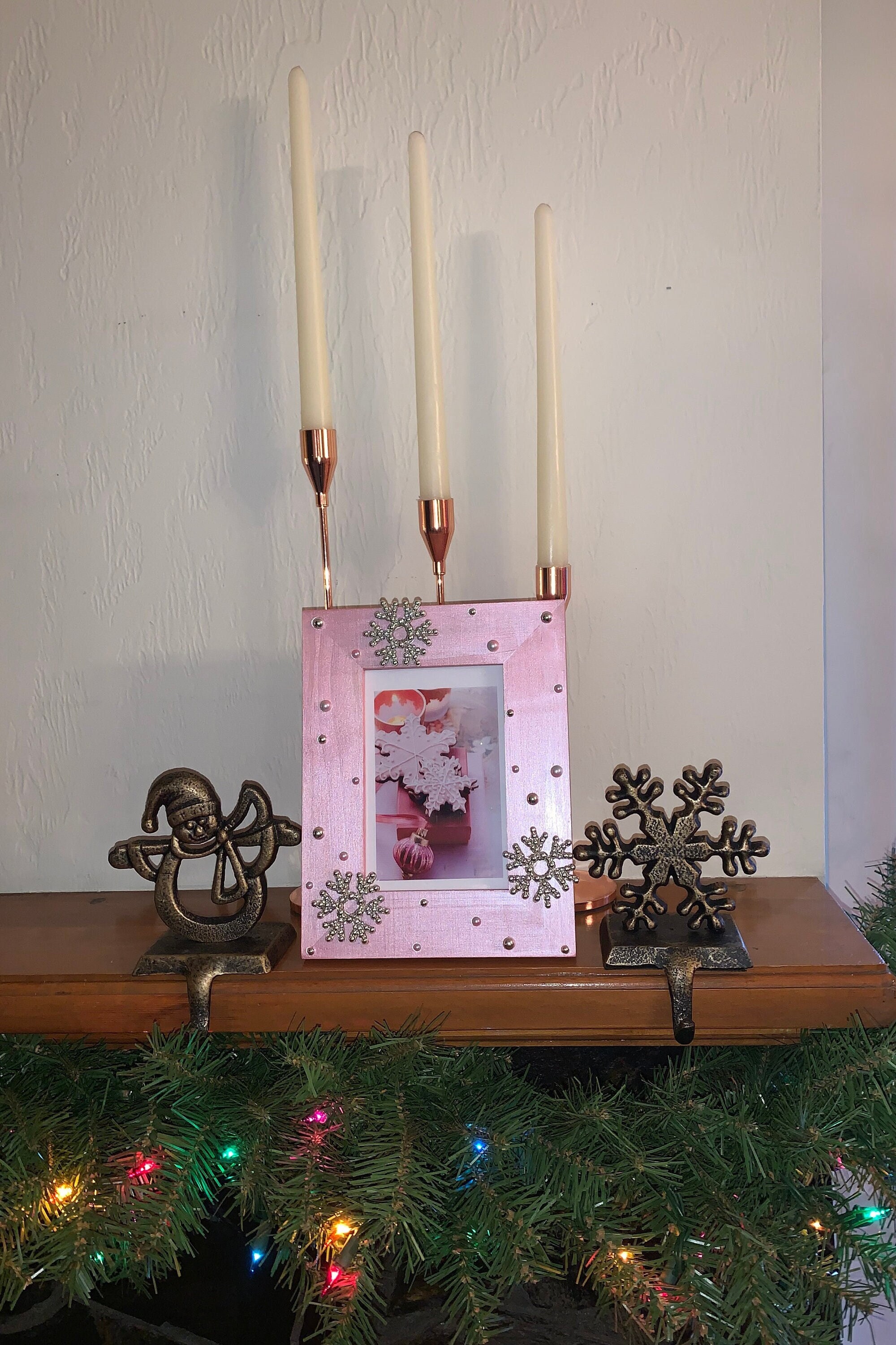Picture Frame, Pearl Decor, Pink, Snowflakes