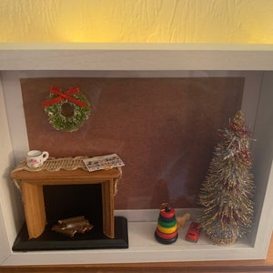 Christmas Morning, Shadow Box Scene, Christmas Decor