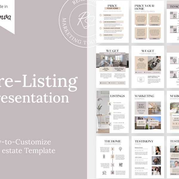 20 Page Real Estate Seller Pre-Listing Presentation Realtor CMA Packet Real Estate Agent Marketing - Listing Packet - Seller Guide Handbook