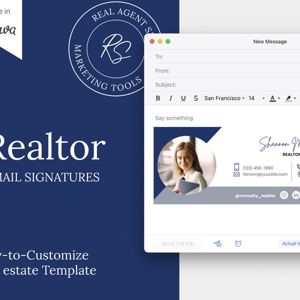 Realtor Email Signature Canva Template - Real Estate Agent Broker Email Signature - Elegant Email Signature