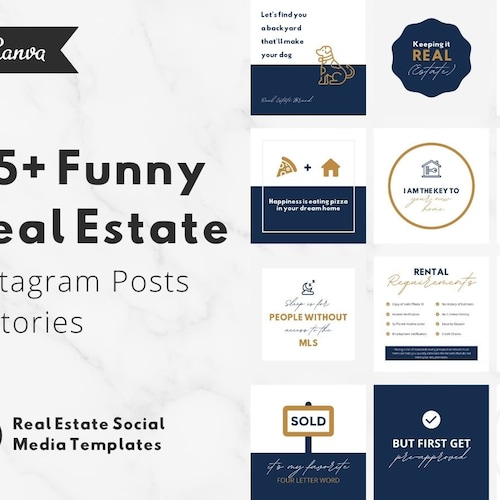 45 Funny Real Estate Quotes Posts IG Stories Canva - Etsy