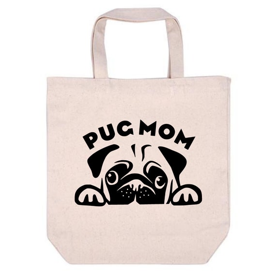 Pug Tote Bags, Dog Tote Bag, Canvas Tote Bag, Dog Mom Tote, Dog Bag, Dog Mom Canvas Bag