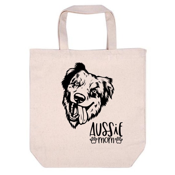 Aussie Tote Bags, Australian Sheperd, Dog Tote Bag, Canvas Tote Bag, Dog Mom Tote, Dog Bag, Dog Mom Canvas Bag